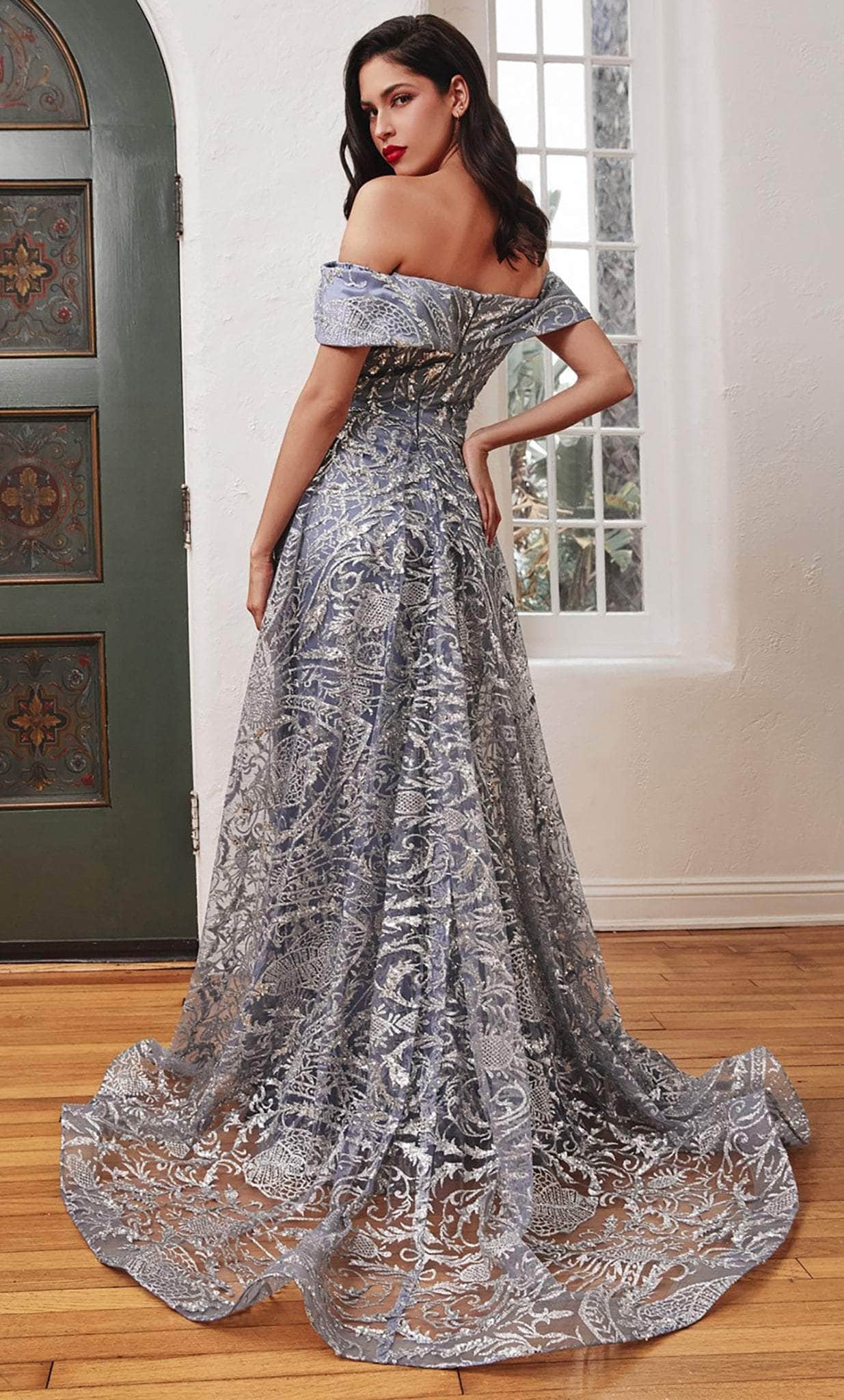Cinderella Divine J836 - Tulle Off-Shoulder Evening Gown - view 8