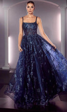 Cinderella Divine J840 - Glitter Prom Gown with Square Neckline - detail view