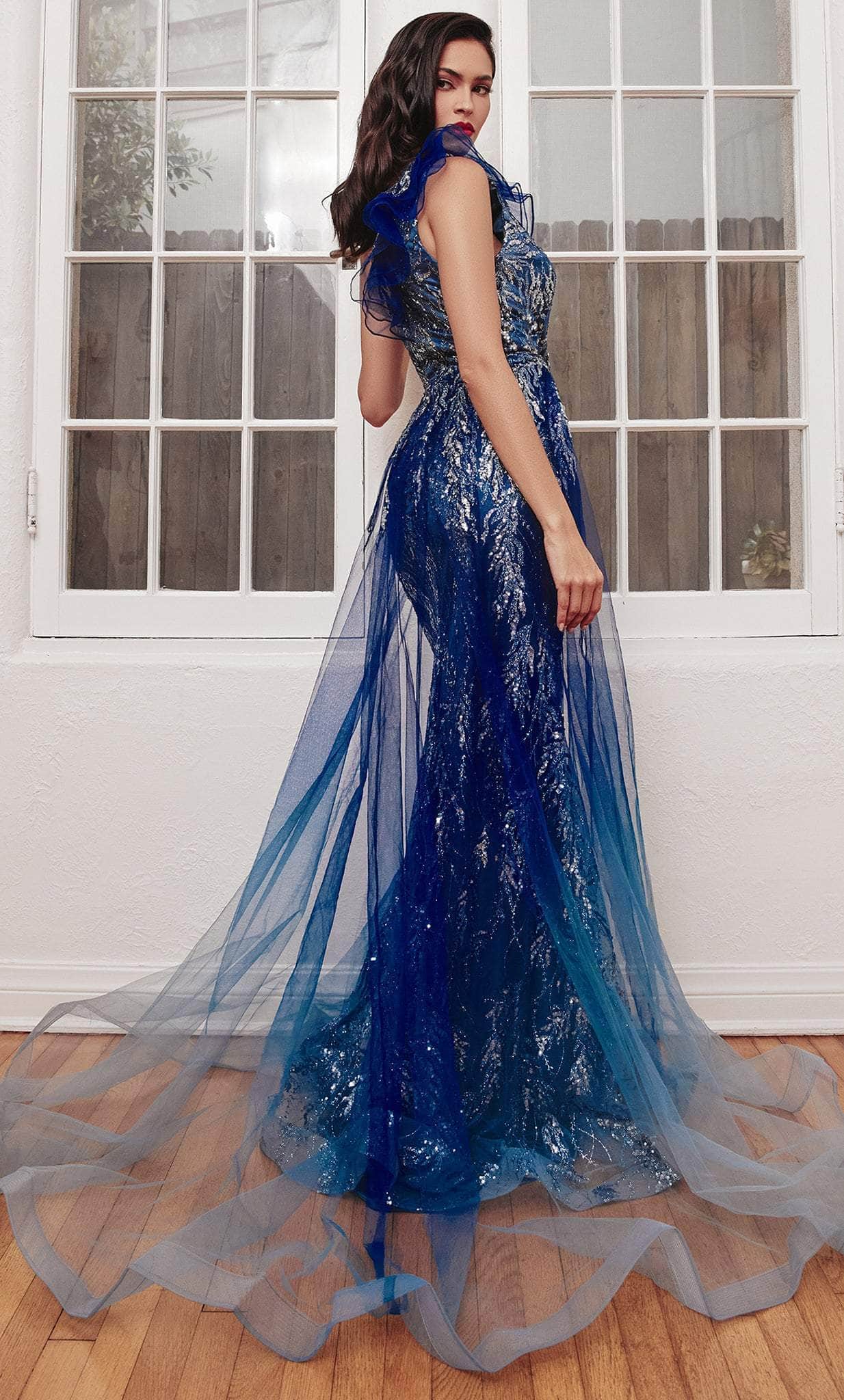 Cinderella Divine J851 - Classic Glitter Gown with Overskirt - back view