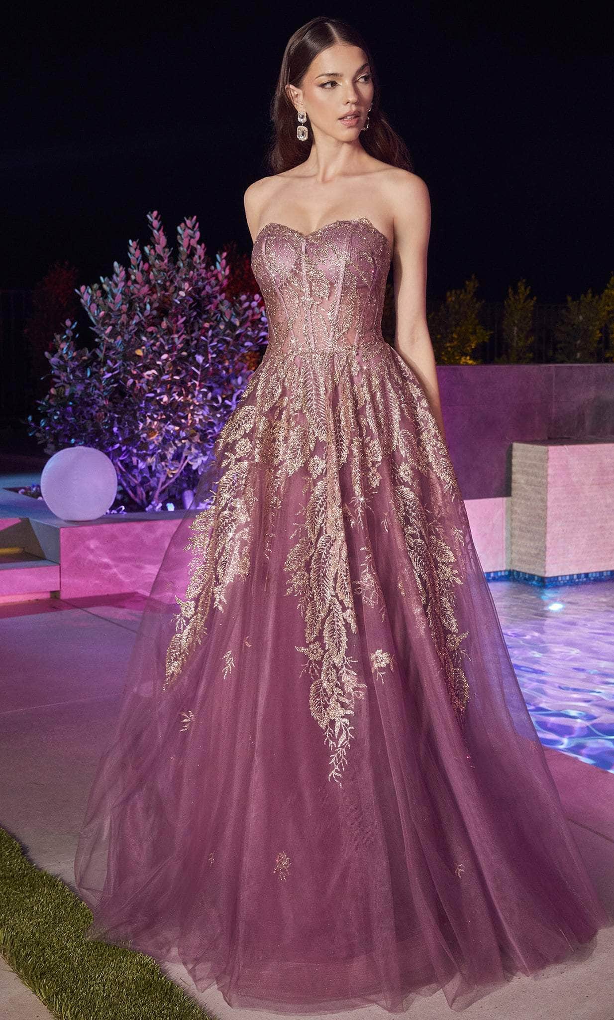 Cinderella Divine J852 - Glitter Print Sweetheart Prom Dress - view 4