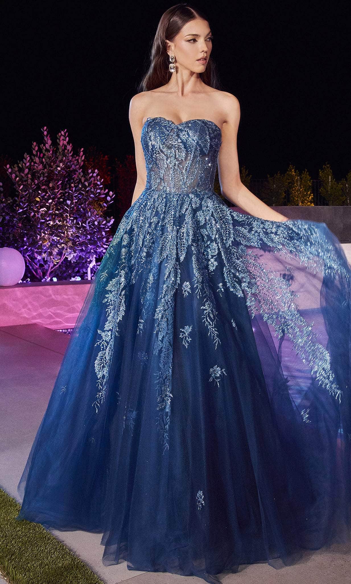 Cinderella Divine J852 - Glitter Print Sweetheart Prom Dress - view 5