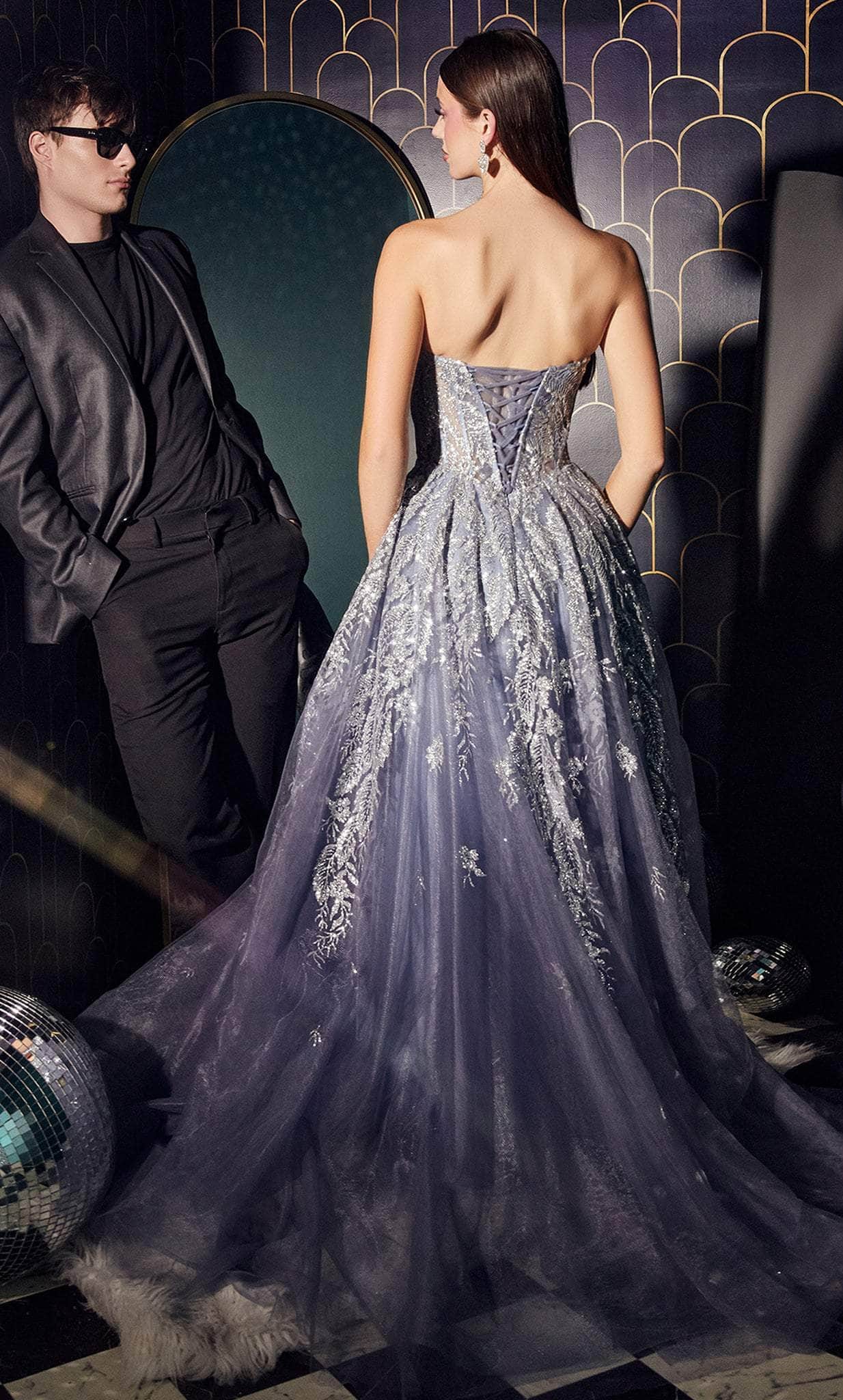 Cinderella Divine J852 - Glitter Print Sweetheart Prom Dress - view 6