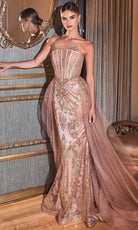 Cinderella Divine J858 - Off-Shoulder Sheath Dress with Embroidery