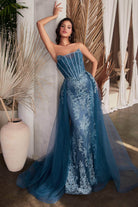 Cinderella Divine J858 - Off-Shoulder Sheath Dress with Embroidery - view 6