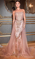 Cinderella Divine J858 - Off-Shoulder Sheath Dress with Embroidery - view 9