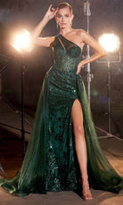 Cinderella Divine J869 - Glittery Asymmetric Sequin Gown - back view