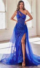 Cinderella Divine J869 - Glittery Asymmetric Sequin Gown - view 8