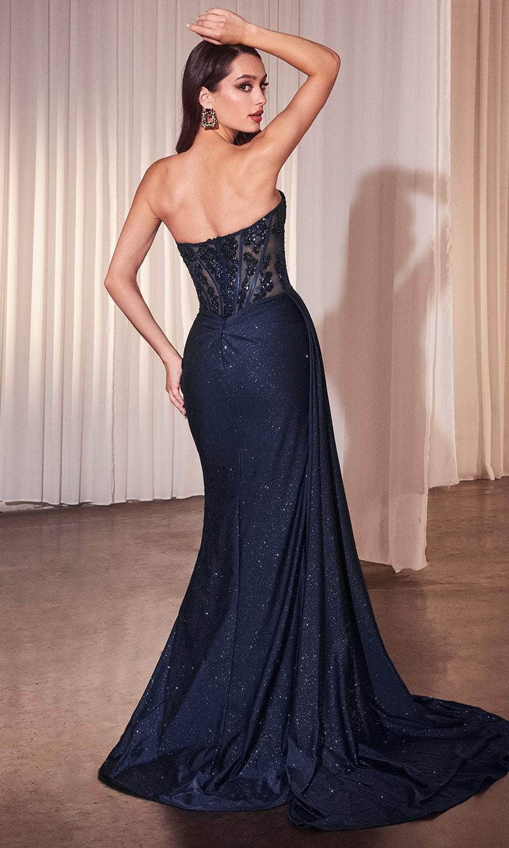 Cinderella Divine J875 - Lace Applique Strapless Corset Prom Gown - detail view