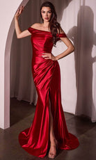 Cinderella Divine J877 - Fitted Satin Long Gown - back view