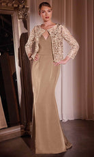 Cinderella Divine J881 - V-Neck Sheath Evening Gown - view 5