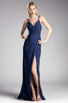 Cinderella Divine - KC1850 Sleeveless Wrap Bodice Drape-Detailed Gown - view 5