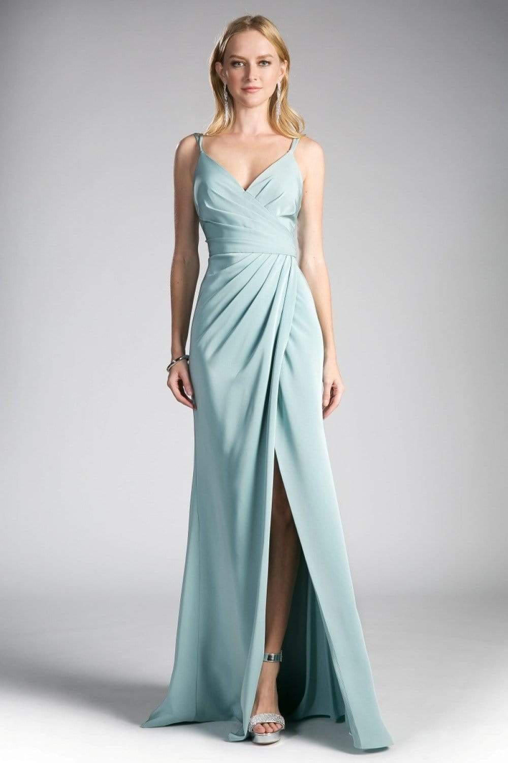 Cinderella Divine - KC1850 Sleeveless Wrap Bodice Drape-Detailed Gown - view 6