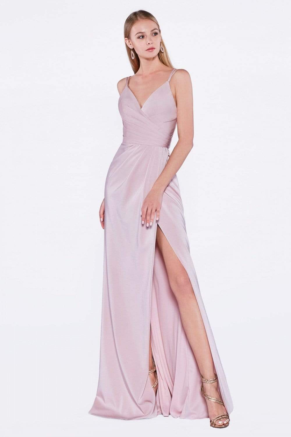 Cinderella Divine - KC1850 Sleeveless Wrap Bodice Drape-Detailed Gown - view 7