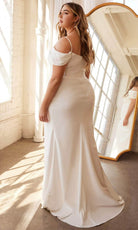 Cinderella Divine KV1057WC - Off Shoulder Crepe Wedding Gown - back view