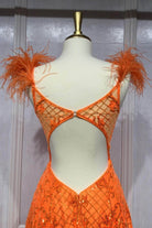 Cinderella Divine KV1076 - A-Line with Feathered Sleeveless Design Evening Dress - view 4