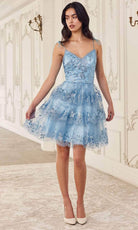 Cinderella Divine KV1090 - Tiered A-Line Silhouette Cocktail Dress - back view