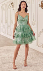 Cinderella Divine KV1090 - Tiered A-Line Silhouette Cocktail Dress - view 8