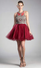 Cinderella Divine UJ0119 Lace Appliqued Strappy Back Cocktail Dress - view 9