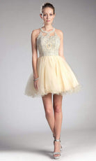 Cinderella Divine UJ0119 Lace Appliqued Strappy Back Cocktail Dress - view 6