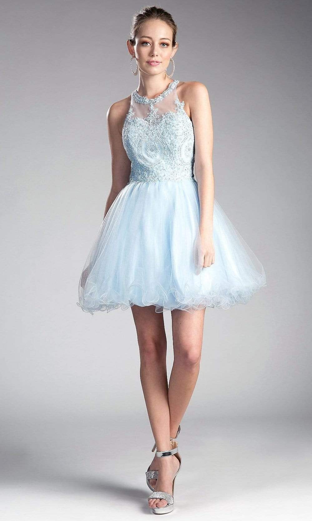 Cinderella Divine UJ0119 Lace Appliqued Strappy Back Cocktail Dress - view 8