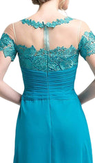 Cinderella Divine - Lace Illusion Bateau Pleated Sheath Dress - back view
