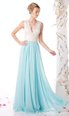 Cinderella Divine - Lace Scalloped V-neck A-line Dress - view 10