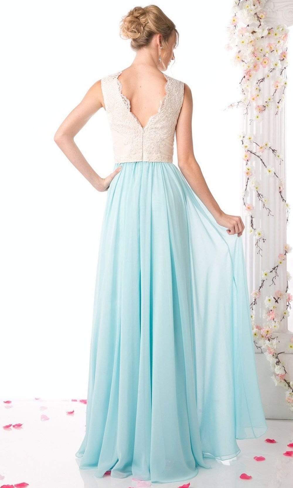 Cinderella Divine - Lace Scalloped V-neck A-line Dress - view 9