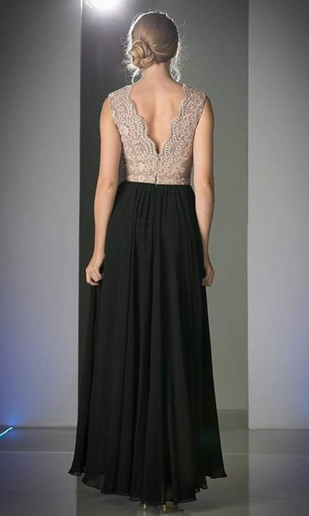 Cinderella Divine - Lace Scalloped V-neck A-line Dress - view 14