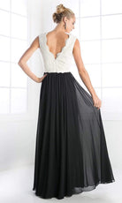 Cinderella Divine - Lace Scalloped V-neck A-line Dress - back view