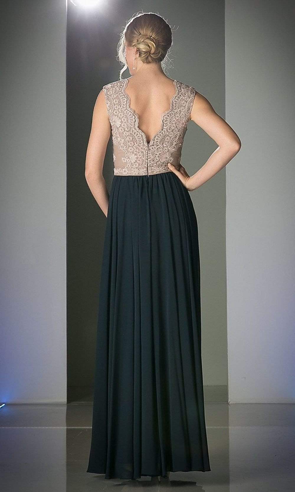 Cinderella Divine - Lace Scalloped V-neck A-line Dress - Silhouette Dresses