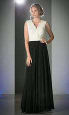 Cinderella Divine - Lace Scalloped V-neck A-line Dress - Silhouette Dresses