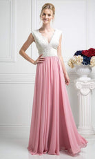 Cinderella Divine - Lace Scalloped V-neck A-line Dress - view 5