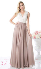 Cinderella Divine - Lace Scalloped V-neck A-line Dress - view 11