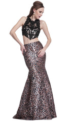 Cinderella Divine - Lace Sleeveless Two-Piece Print Mermaid Evening Gown - designer prom dress at Silhouette Dresses