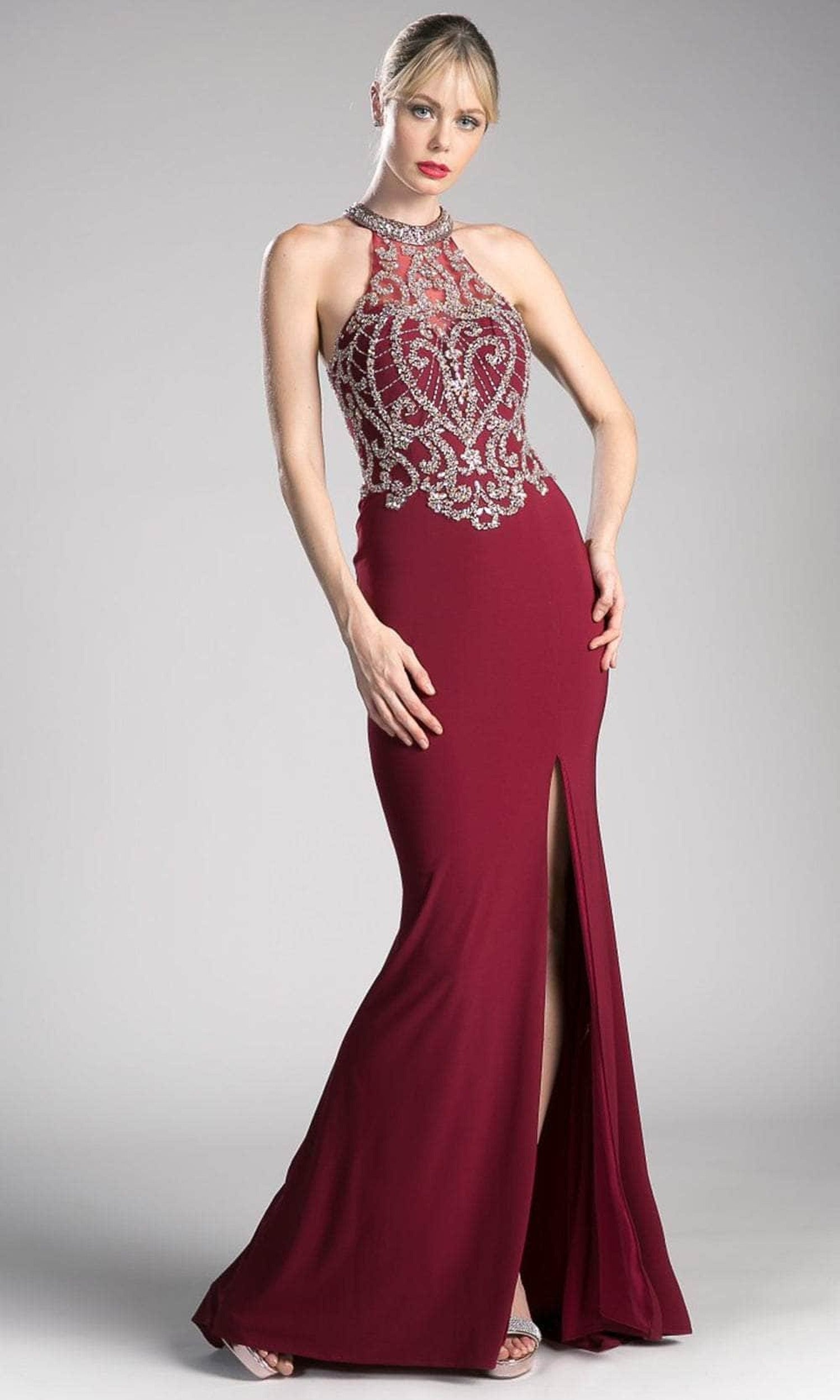 Cinderella Divine ML202 - Beaded Halter Evening Gown