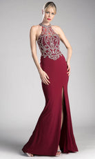 Cinderella Divine ML202 - Beaded Halter Evening Gown - designer prom dress at Silhouette Dresses