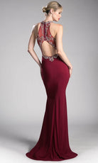 Cinderella Divine ML202 - Beaded Halter Evening Gown - back view