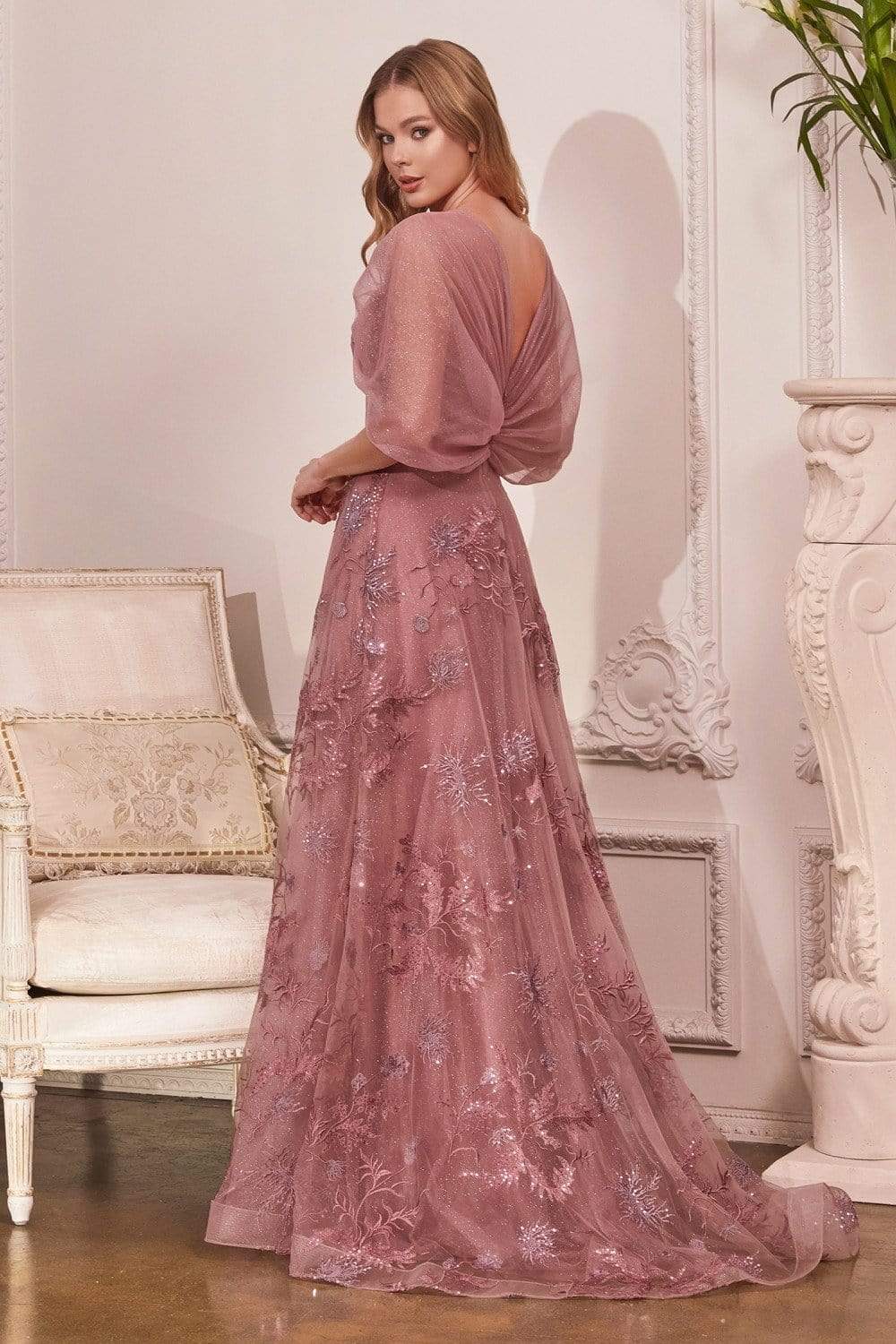 Cinderella Divine - OC008 Floral Appliqued Sweetheart Dress - back view