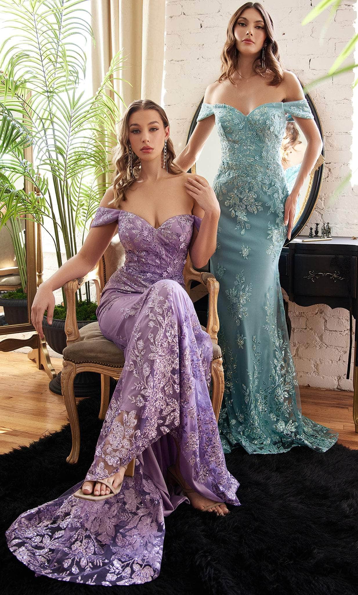Cinderella Divine OC014 - Beaded Off-Shoulder Gown for Evening - designer prom dress at Silhouette Dresses