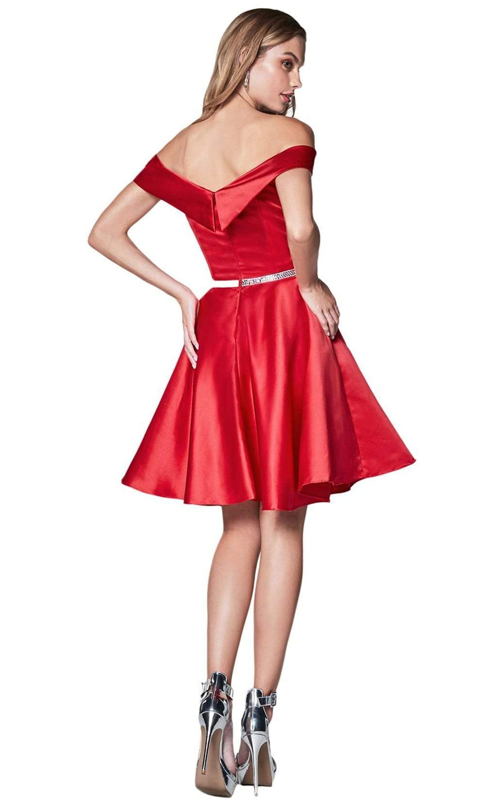 Cinderella Divine - Off-Shoulder Satin Finish A-Line Cocktail Dress CD0140 - view 4