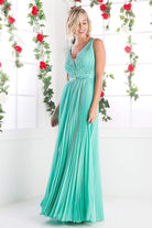 Cinderella Divine - Pleated V-neck A-line Dress - view 4