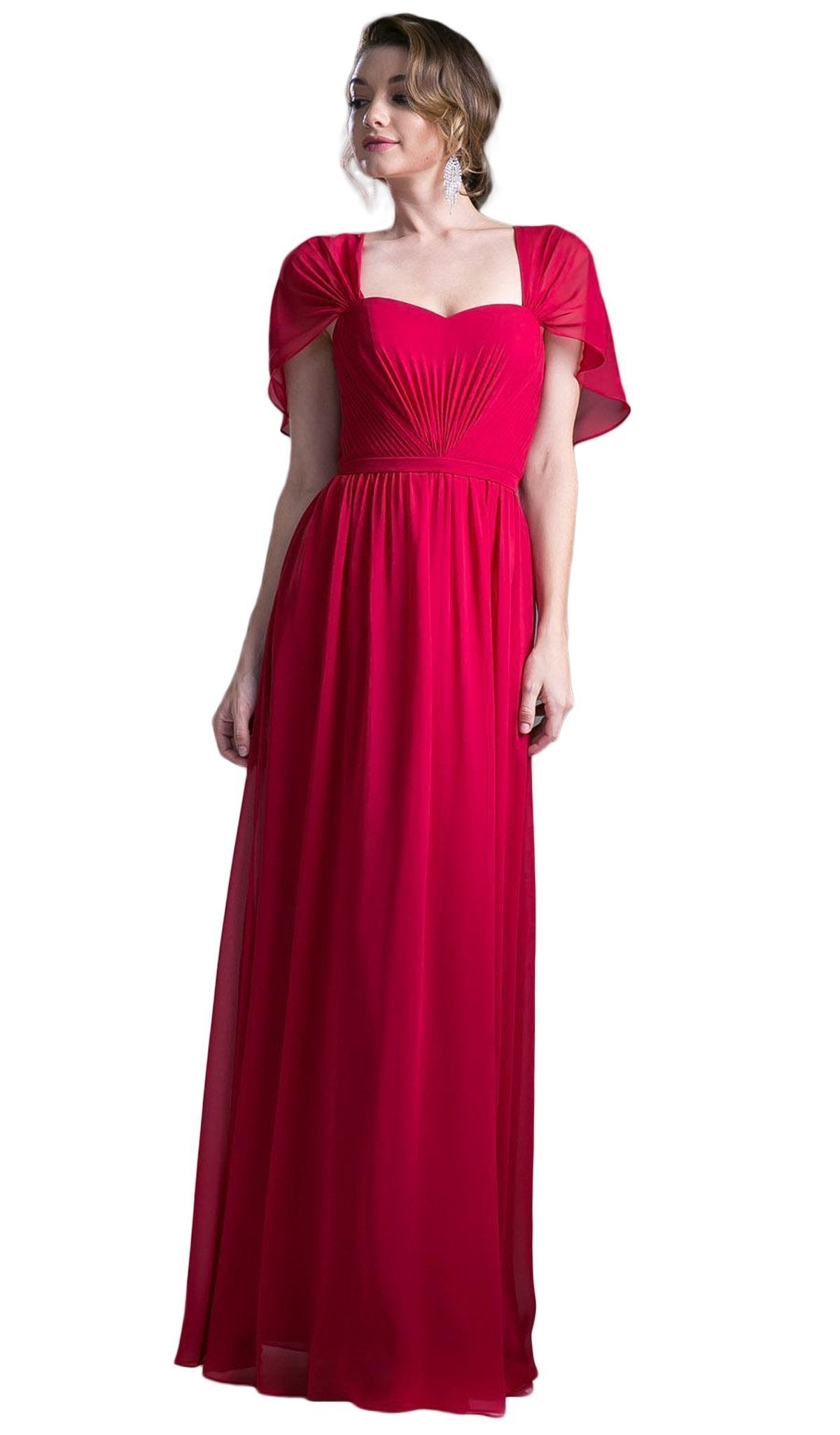 Cinderella Divine - Ruched Semi-Sweetheart Dress With Cape Detail - designer bridesmaid dress at Silhouette Dresses