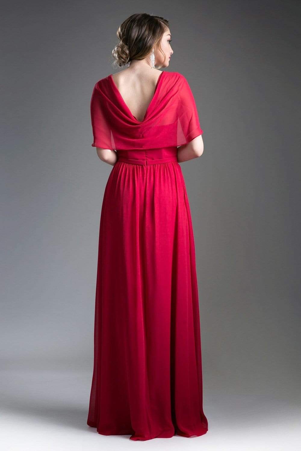 Cinderella Divine - Ruched Semi-Sweetheart Dress With Cape Detail - view 6