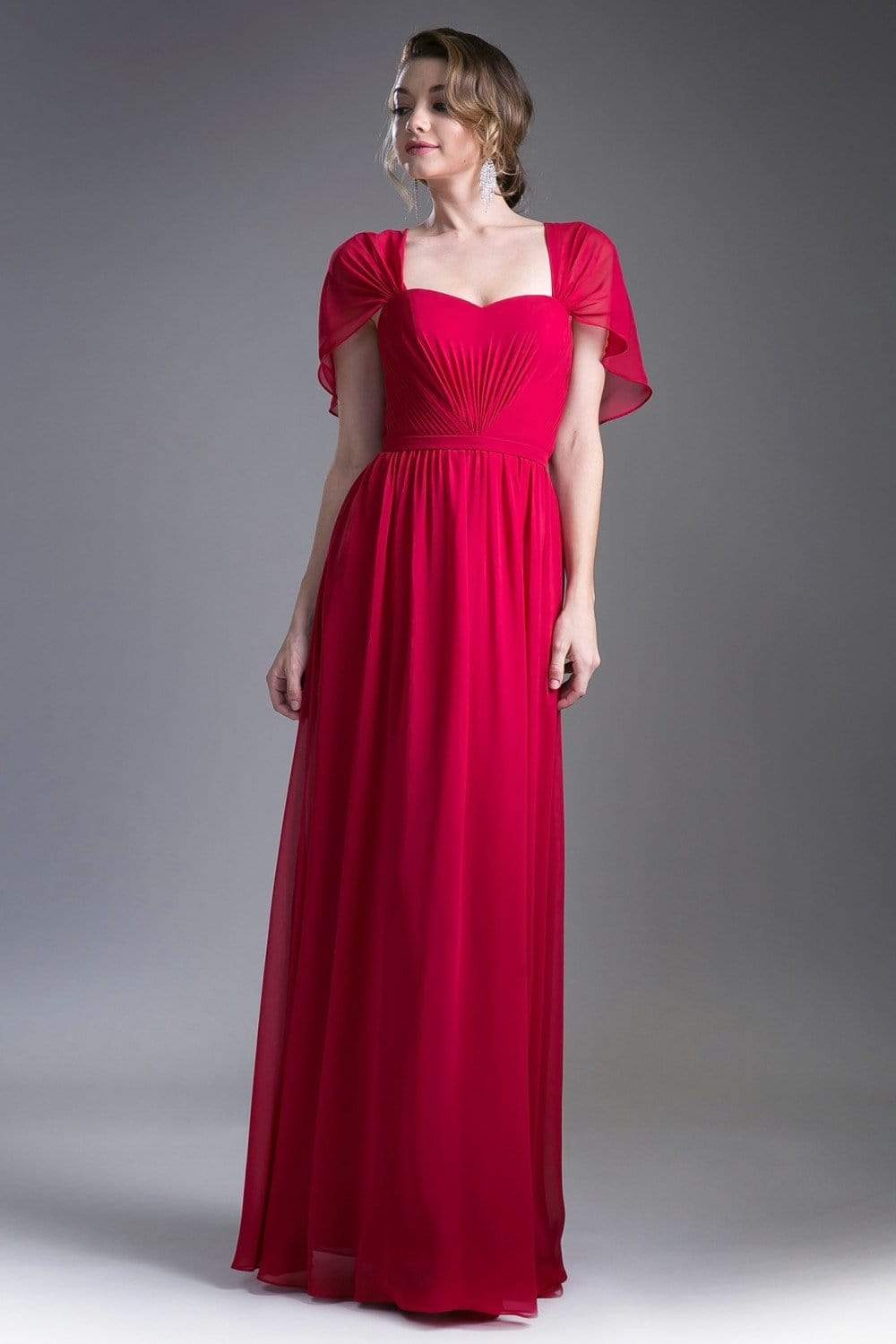 Cinderella Divine - Ruched Semi-Sweetheart Dress With Cape Detail - view 7