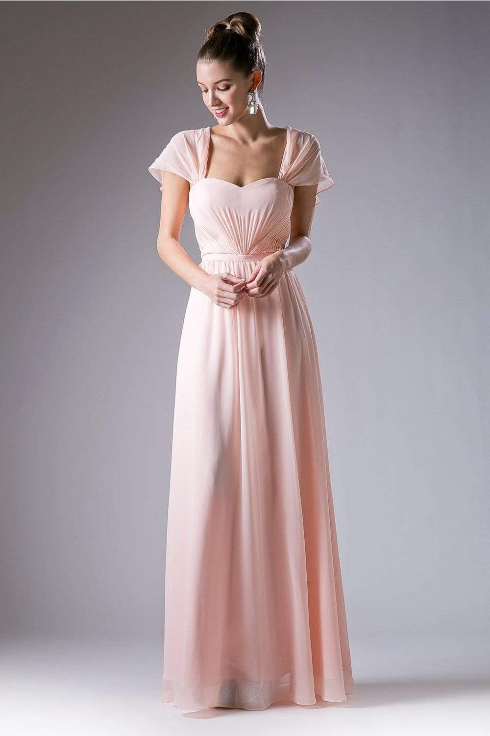Cinderella Divine - Ruched Semi-Sweetheart Dress With Cape Detail - view 13