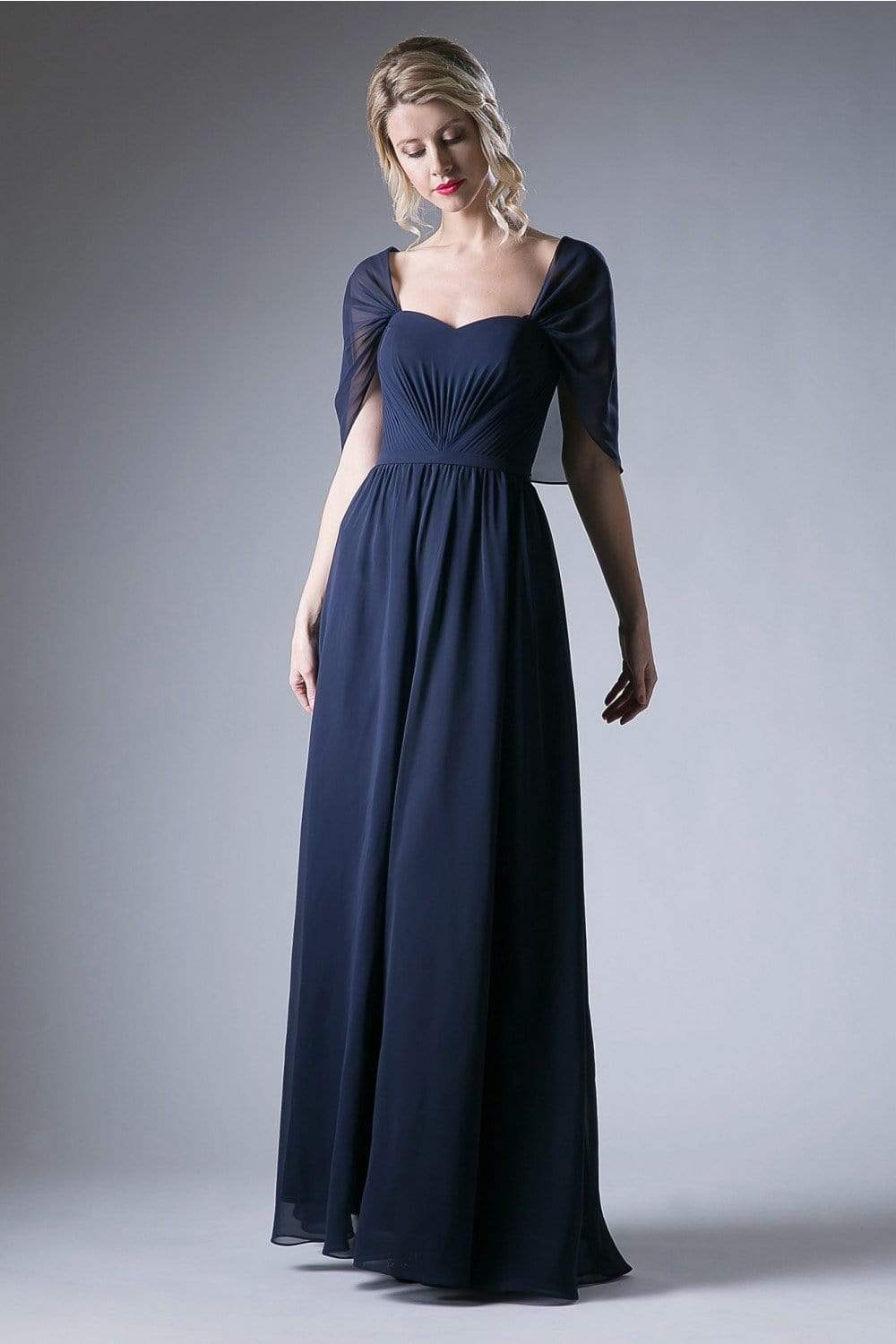 Cinderella Divine - Ruched Semi-Sweetheart Dress With Cape Detail - view 12