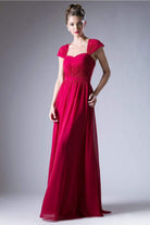 Cinderella Divine - Ruched Semi-Sweetheart Dress With Cape Detail - view 8