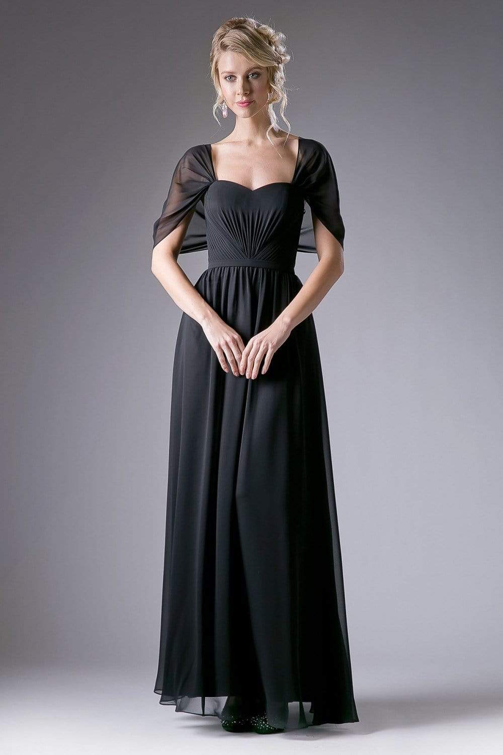 Cinderella Divine - Ruched Semi-Sweetheart Dress With Cape Detail - back view