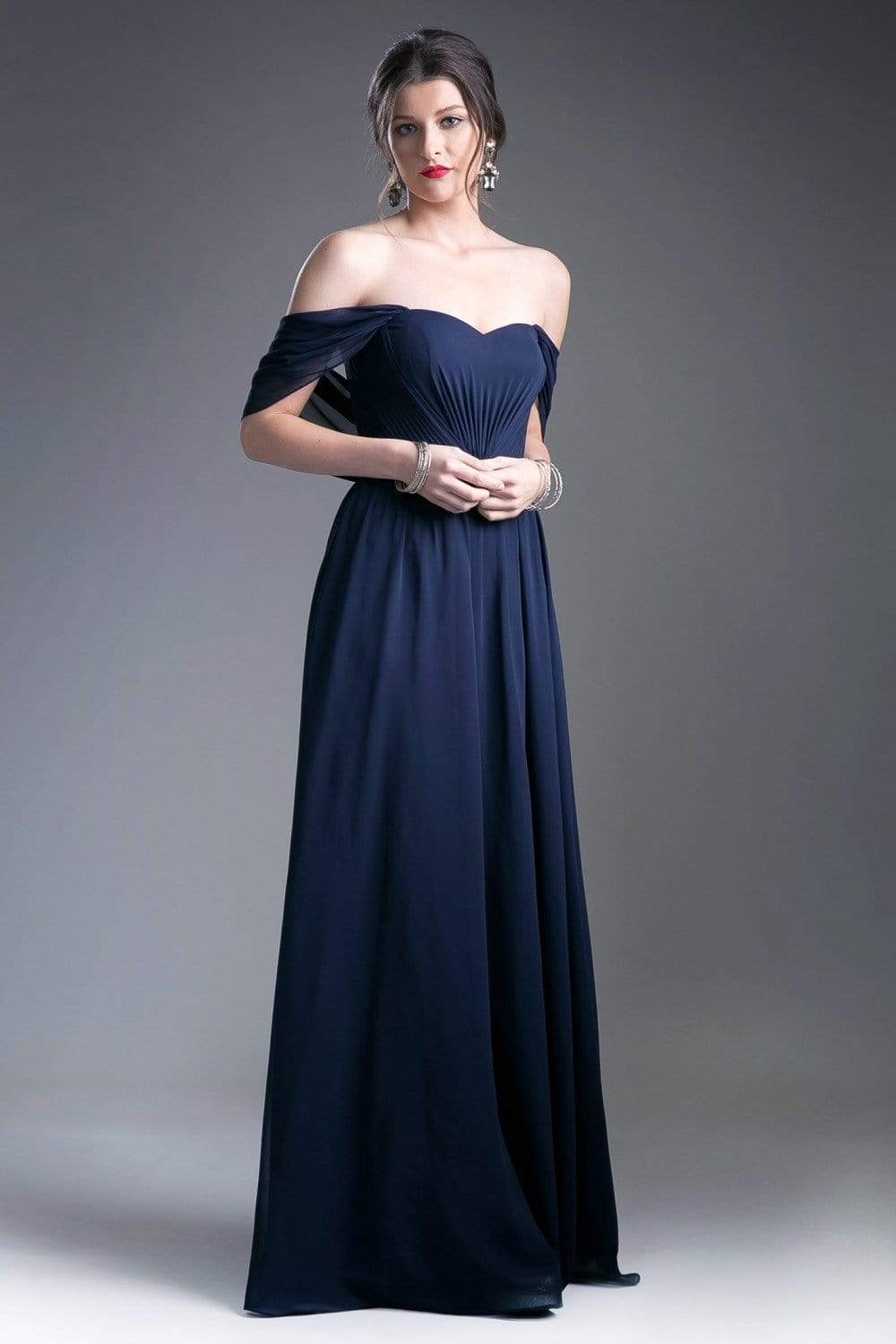 Cinderella Divine - Ruched Semi-Sweetheart Dress With Cape Detail - detail view