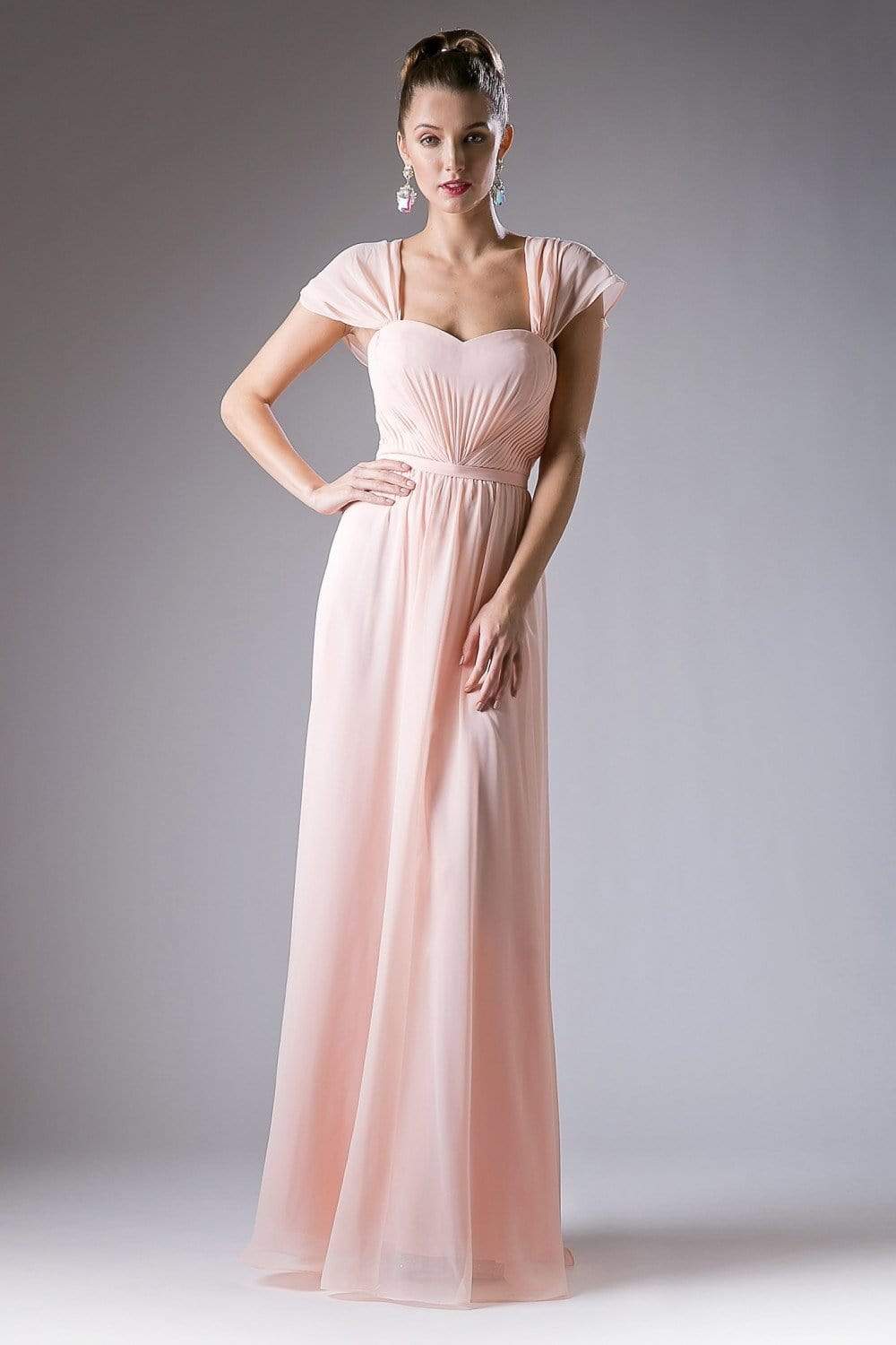Cinderella Divine - Ruched Semi-Sweetheart Dress With Cape Detail - view 4